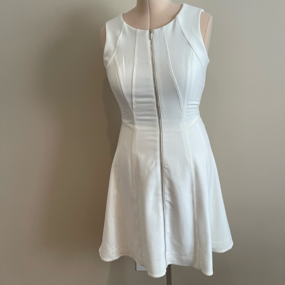 White House Black Market White Zip-Front Mini Dress